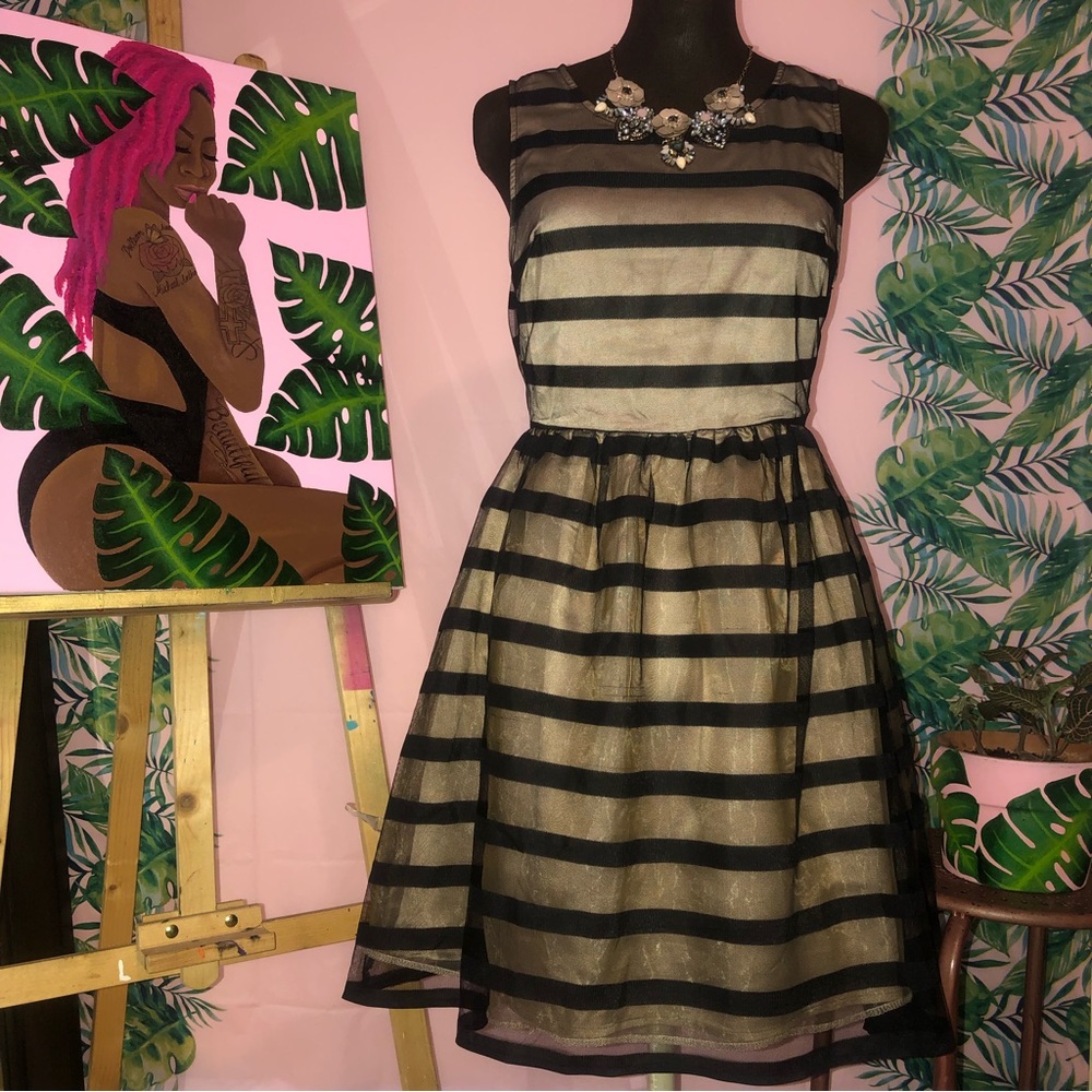Esley Tan & Black Striped Dress